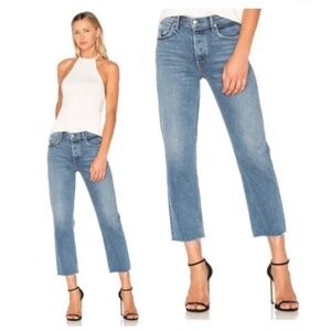 *GRLFRND* Medium Wash Helena Light Distressed Blue Ankle Cutoff Jeans Size 27